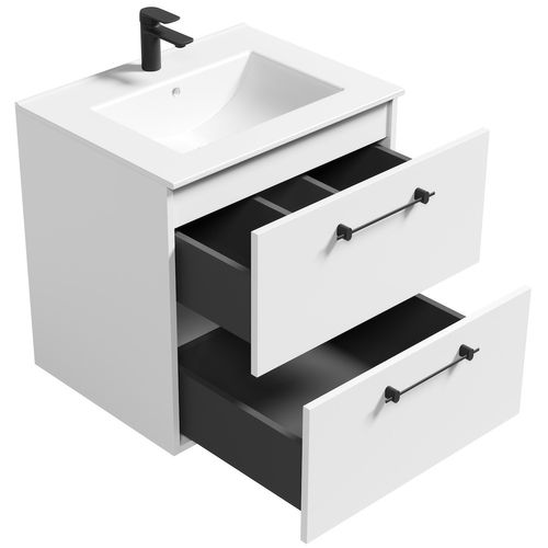 Meuble De Salle De Bain Muro 60 Cm Blanc Avec Lavabo