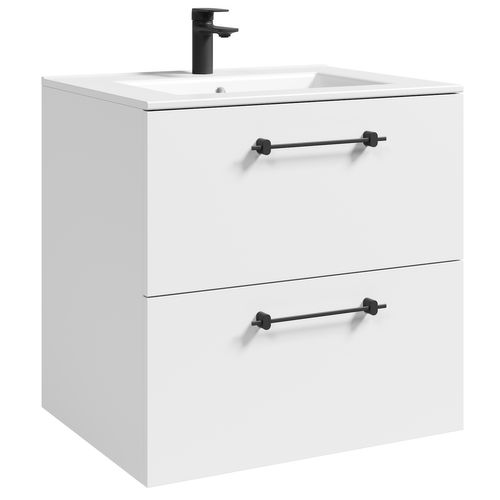 Meuble De Salle De Bain Muro 60 Cm Blanc Avec Lavabo