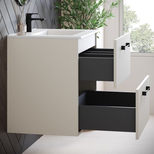Meuble De Salle De Bain Muro 60 Cm Blanc Avec Lavabo
