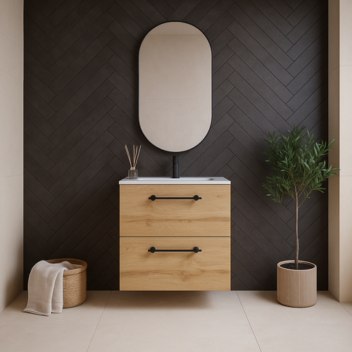 Meuble De Salle De Bain Muro 60 Cm   Chêne   Avec Lavabo