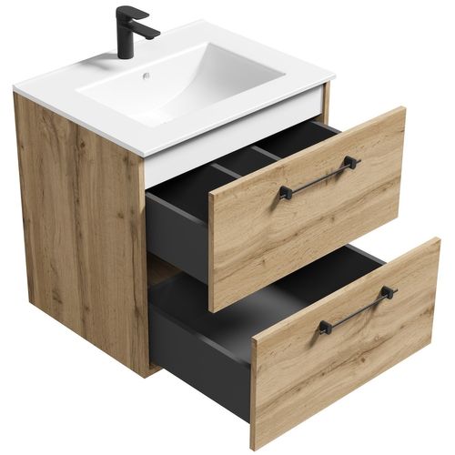 Meuble De Salle De Bain Muro 60 Cm   Chêne   Avec Lavabo