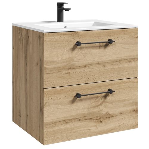 Meuble De Salle De Bain Muro 60 Cm   Chêne   Avec Lavabo