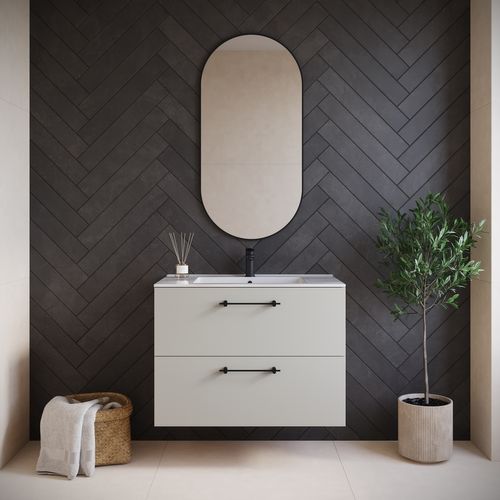 Meuble De Salle De Bain Muro 80 Cm Cashmere Avec Lavabo