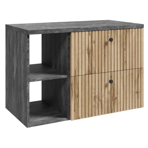 Meuble Vasque Saros 90 Cm Chêne Avec Plan De Toilette Et Rangement