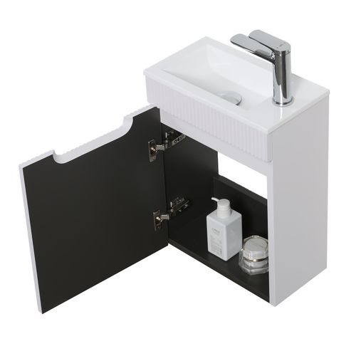 Meuble De Toilette Thermis 40 X 22 Cm   Blanc   Meuble Lavabo Avec Vasque Blanche