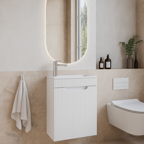 Meuble De Toilette Thermis 40 X 22 Cm   Blanc   Meuble Lavabo Avec Vasque Blanche
