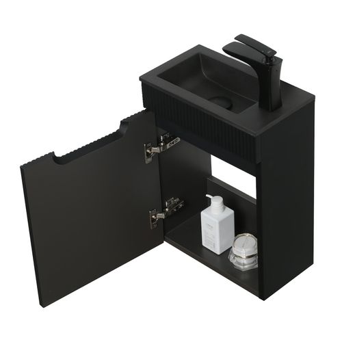 Meuble De Toilette Thermis 40 X 22 Cm   Noir   Meuble Lavabo Avec Vasque Noire