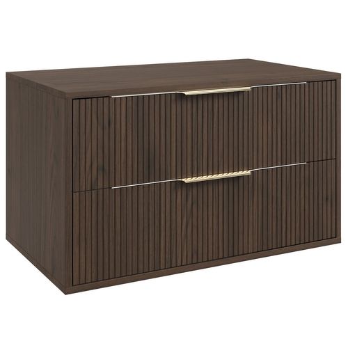 Meuble Sous Vasque Rimini 80 Cm   Noyer Brun    Meuble De Salle De Bain Avec Tiroirs