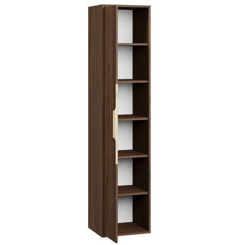 Armoire De Salle De Bain Rimini 38 X 33  X 170 Cm   Brun Noyer   Colonne Suspendue 1 Porte