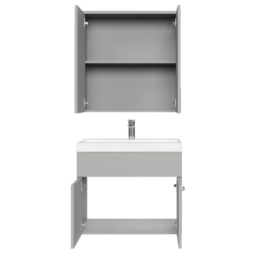 Meuble De Salle De Bain Montreal 01 60 Cm – Gris Mat – Meuble Avec Miroir Armoire