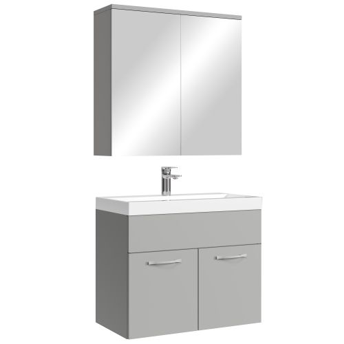 Meuble De Salle De Bain Montreal 01 60 Cm – Gris Mat – Meuble Avec Miroir Armoire