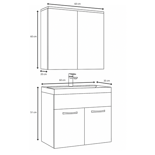 Meuble De Salle De Bain Montreal 01 60 Cm – Gris Mat – Meuble Avec Miroir Armoire