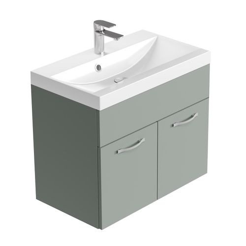 Meuble De Salle De Bain Montreal 01 60 Cm – Vert Mat – Meuble Avec Miroir Armoire