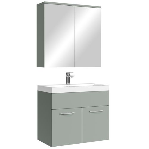 Meuble De Salle De Bain Montreal 01 60 Cm – Vert Mat – Meuble Avec Miroir Armoire