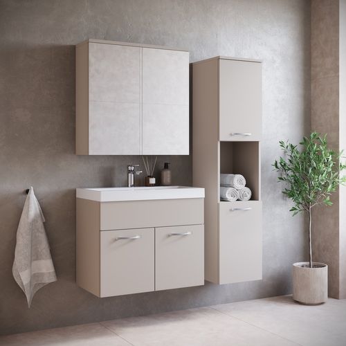 Meuble De Salle De Bain Montreal 01 60 Cm – Cashmere– Meuble Avec Miroir Armoire