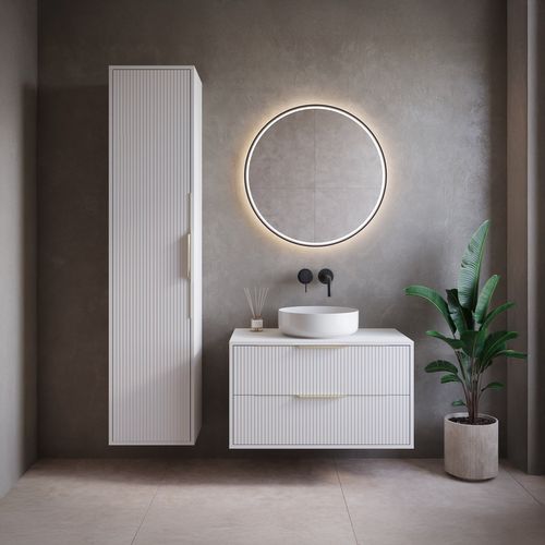 Meuble Sous Vasque Rimini 80 Cm   Blanc    Meuble De Salle De Bain Avec Colonne