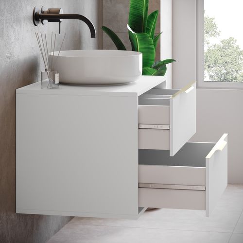 Meuble Sous Vasque Rimini 80 Cm   Blanc    Meuble De Salle De Bain Avec Colonne