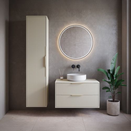 Meuble Sous Vasque Rimini 80 Cm   Cashmere    Meuble De Salle De Bain Avec Colonne