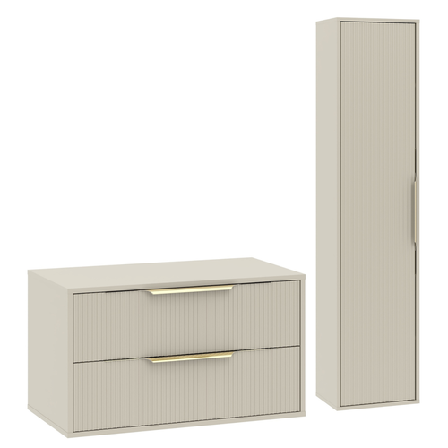 Meuble Sous Vasque Rimini 80 Cm   Cashmere    Meuble De Salle De Bain Avec Colonne