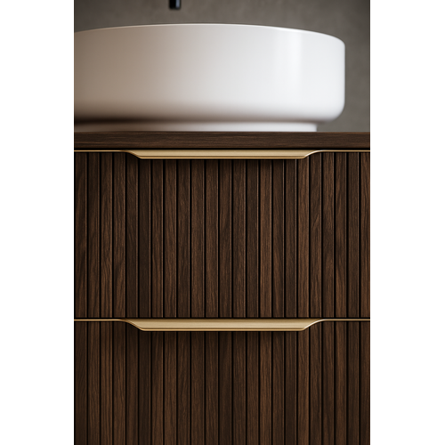 Meuble Sous Vasque Rimini 80 Cm   Noyer Brun    Meuble De Salle De Bain Avec Colonne