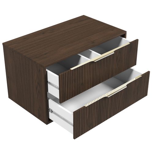 Meuble Sous Vasque Rimini 80 Cm   Noyer Brun    Meuble De Salle De Bain Avec Colonne