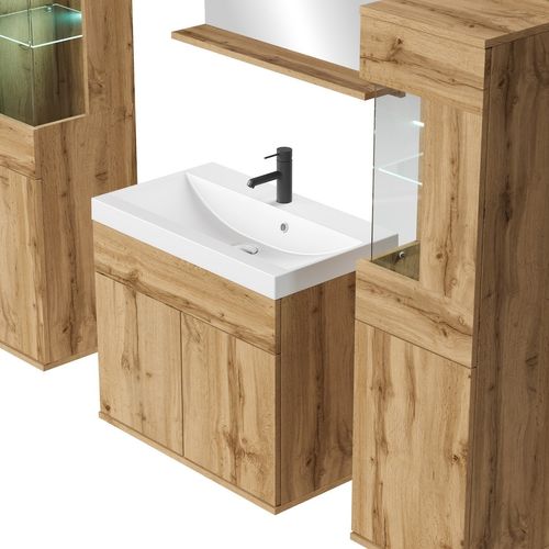 Meuble De Salle De Bain Nobel XL 60 X 35 Cm Chêne Meuble De Salle De Bain Avec Miroir Et
