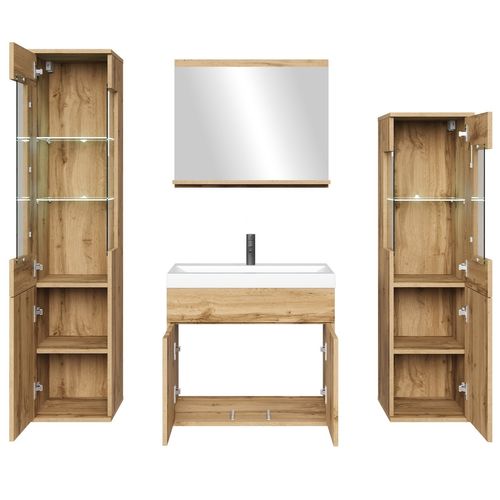 Meuble De Salle De Bain Nobel XL 60 X 35 Cm Chêne Meuble De Salle De Bain Avec Miroir Et