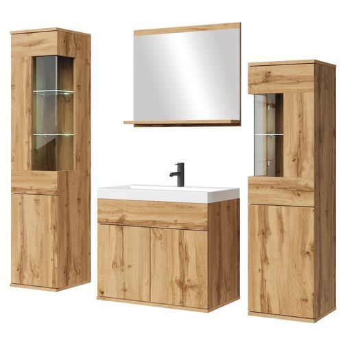 Meuble De Salle De Bain Nobel XL 60 X 35 Cm Chêne Meuble De Salle De Bain Avec Miroir Et