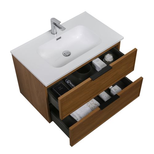 Meuble De Salle De Bain Luxor 80 Cm Noyer Meuble Lavabo