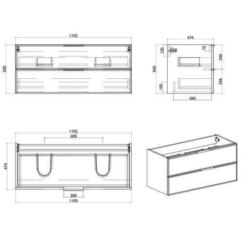 Meuble De Salle De Bain Luxor 120 Cm   Noyer   Meuble Lavabo