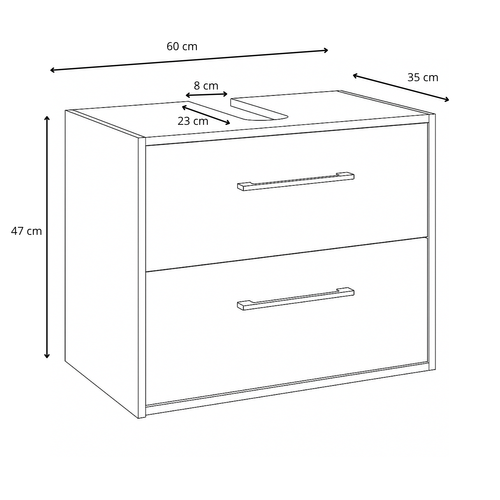 Meuble Sous Lavabo Florence 60 X 35 X 47 Cm   Chêne Châtaignier   Meuble De Salle De Bain