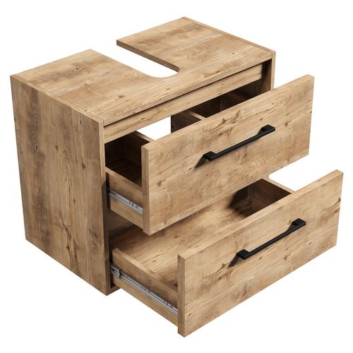 Meuble Sous Lavabo Florence 60 X 35 X 47 Cm   Chêne Châtaignier   Meuble De Salle De Bain