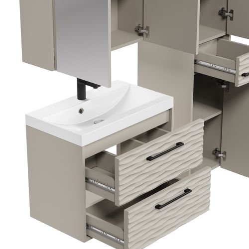 Meuble De Salle De Bain Etna 60 Cm Lavabo   Cashmere   Armoire De Rangement Meuble Lavabo Evier