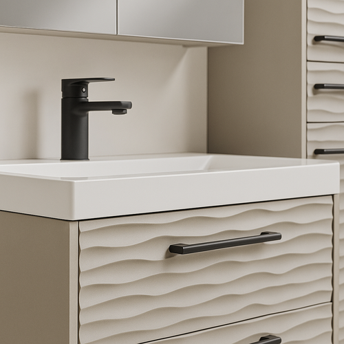 Meuble De Salle De Bain Etna 60 Cm Lavabo   Cashmere   Armoire De Rangement Meuble Lavabo Evier