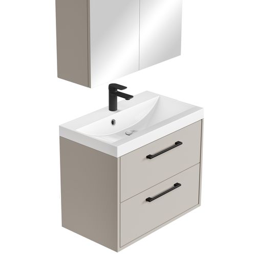 Meuble De Salle De Bain Florence 01 60 Cm – Cashmere – Meuble Suspendu Avec Lavabo Et 2 Tiroirs