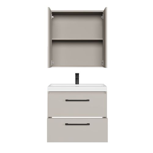 Meuble De Salle De Bain Florence 01 60 Cm – Cashmere – Meuble Suspendu Avec Lavabo Et 2 Tiroirs