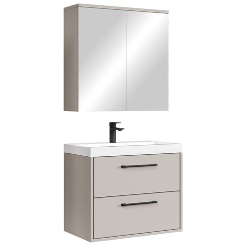 Meuble De Salle De Bain Florence 01 60 Cm – Cashmere – Meuble Suspendu Avec Lavabo Et 2 Tiroirs