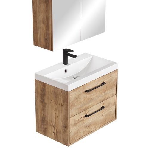 Meuble De Salle De Bain Florence 01 60 Cm – Chêne Châtaignier  – Meuble Suspendu Avec Lavabo