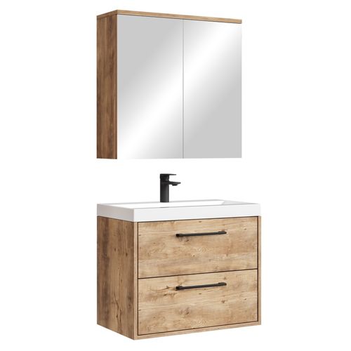 Meuble De Salle De Bain Florence 01 60 Cm – Chêne Châtaignier  – Meuble Suspendu Avec Lavabo