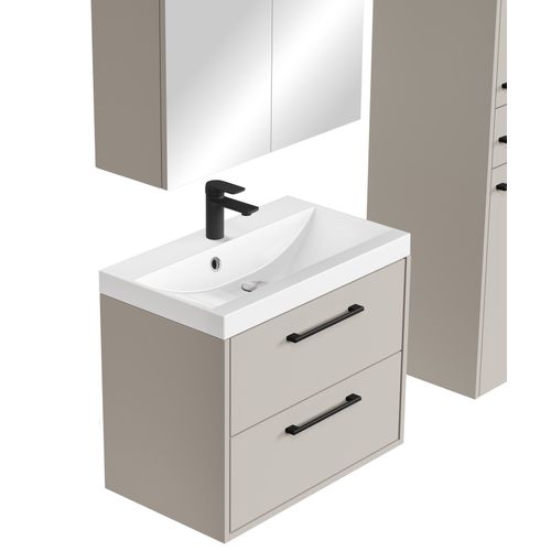 Meuble De Salle De Bain Florence 60 Cm – Cashmere – Meuble Suspendu Avec Armoire à Miroir Et
