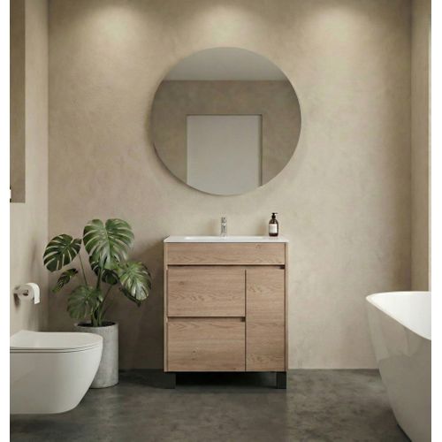Meuble De Salle De Bain Salzburg 60 Cm Chêne Châtaignier   Meuble Avec Lavabo
