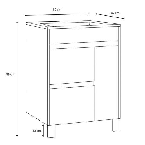 Meuble De Salle De Bain Salzburg 60 Cm Chêne Châtaignier   Meuble Avec Lavabo