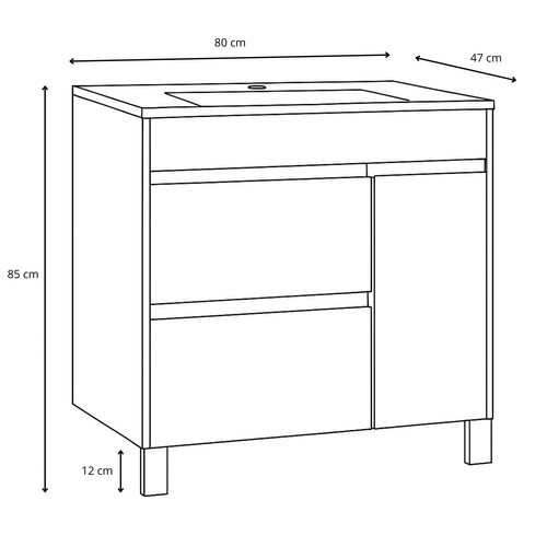 Meuble De Salle De Bain Salzburg 80 Cm Chêne Châtaignier Meuble Avec Lavabo