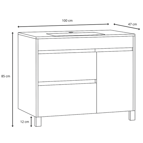 Meuble De Salle De Bain Salzburg 100 Cm Chêne Châtaignier   Meuble Avec Lavabo
