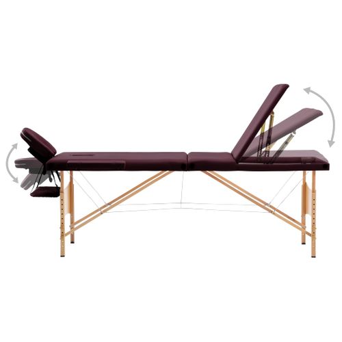 Table De Massage Pliable 3 Zones Bois Violet Vin
