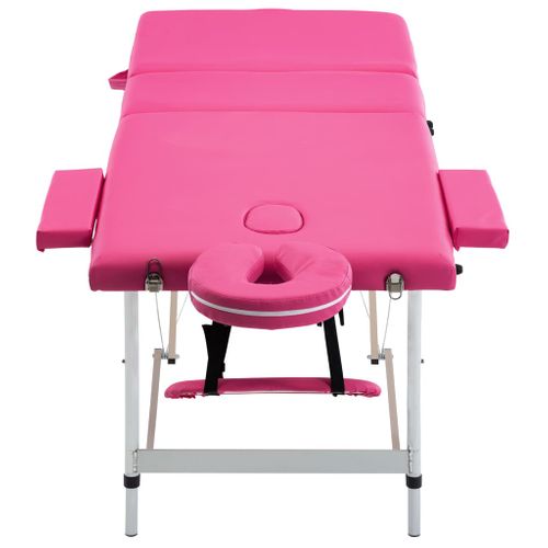 Table De Massage Pliable 3 Zones Aluminium Rose