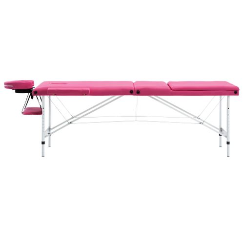 Table De Massage Pliable 3 Zones Aluminium Rose