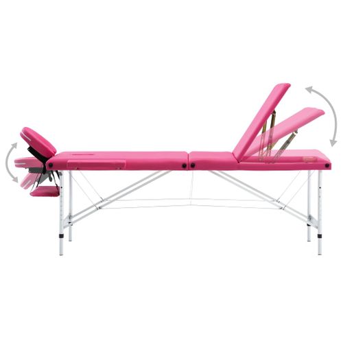 Table De Massage Pliable 3 Zones Aluminium Rose