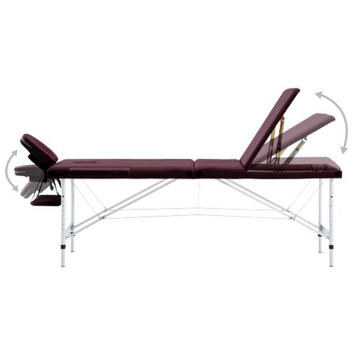 Table De Massage Pliable 3 Zones Aluminium Violet Vin