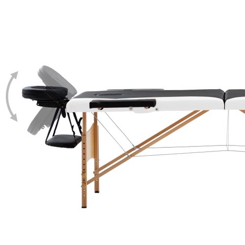Table De Massage Pliable 2 Zones Bois Noir Et Blanc
